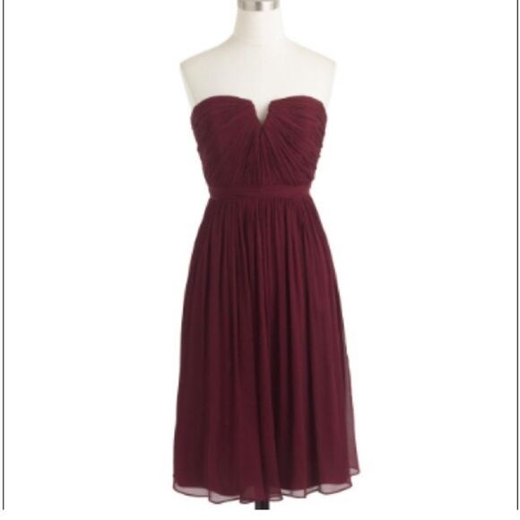 J Crew Women's Nadia Silk Chiffon Dress Cocktail Party Wedding Burgundy Sz 6 NWT - Picture 2 of 15